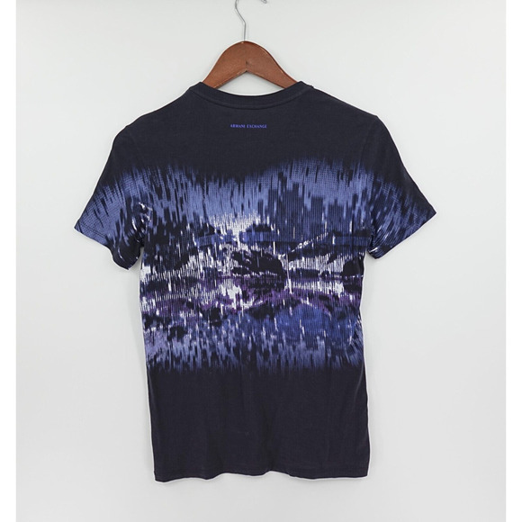 Armani Exchange Tee Mens XS Blue Abstract Print Pima Cotton Peru Fitted - Picture 3 of 12